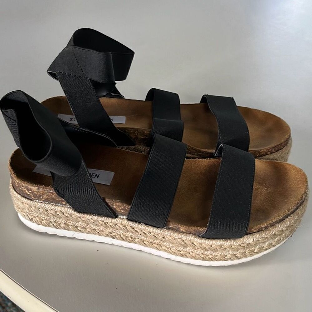 Steve Madden Black Espadrille Platform Sandals